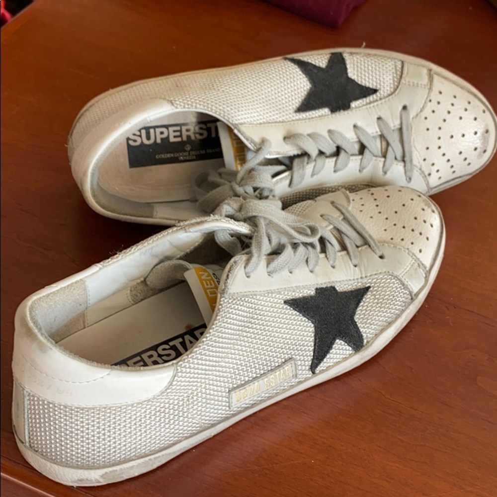 Golden Goose White and Black Sneakers